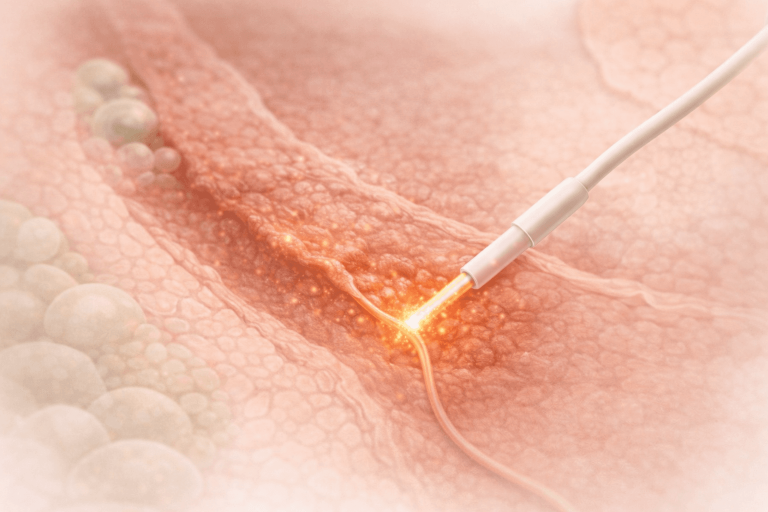 Ilustracao de tratamento proctologico com laser
